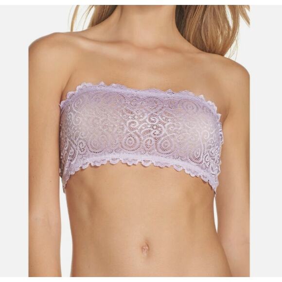 NWOT Lace Scalloped Bandeau Bra Free People Intimately Tube Top M/L Mauve Gray - Picture 5 of 5
